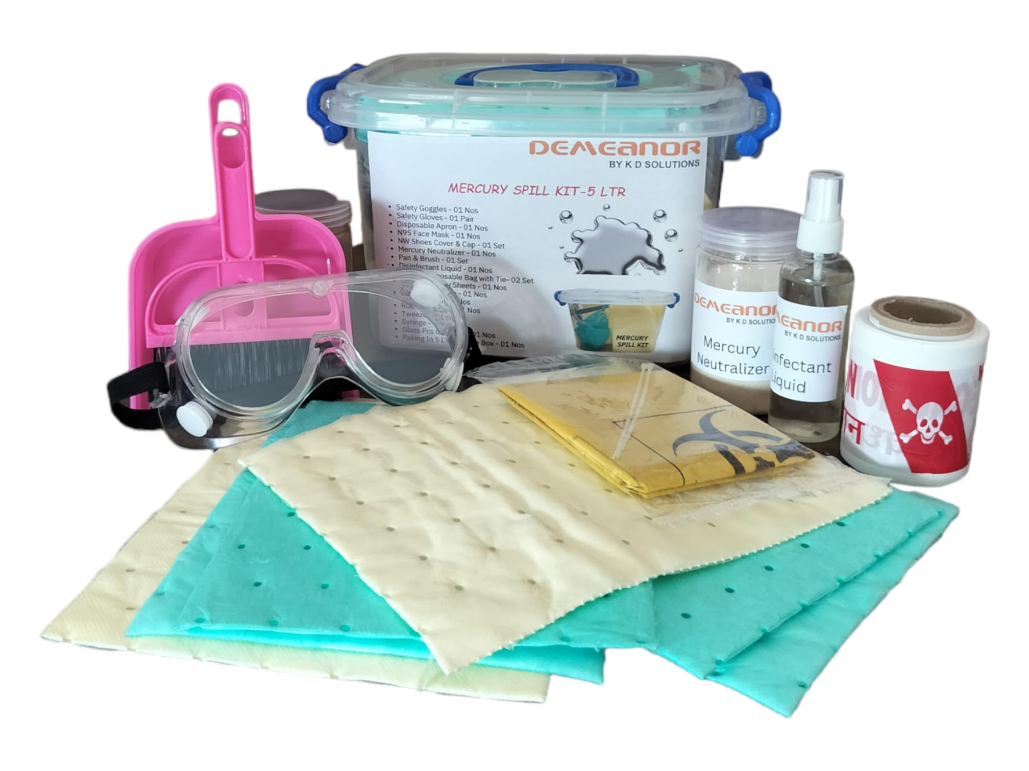 DEMEANOR Mercury Clean up Spill Kit (05 LTR HANDLE BOX)