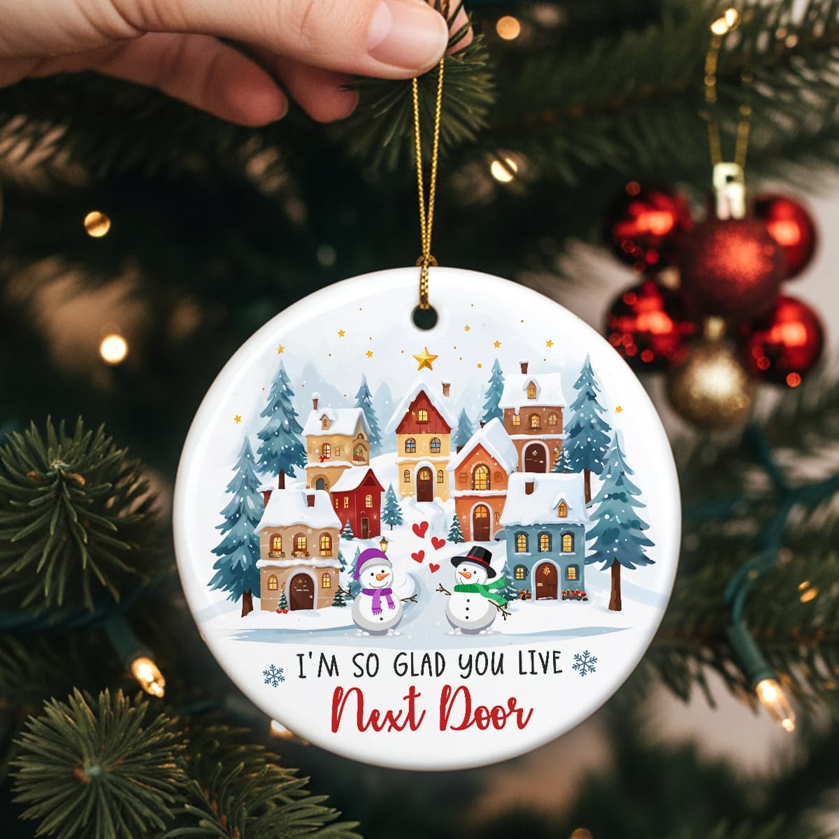 Neighbor Ornaments 2025, Unique Gifts for Neighbors at Christmas, Holiday, Ceramic Ornaments for Christmas Hanging Decorations, Neighborhood Gifts for Friends and Neighbors Next Door - Image 5