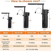 Vista 6 de hygger Aquarium Internal Filter for 5-15 Gallon Tank, Flow Rate Adjustable 4 in 1 Submersible Fish Tank Filter with Aeration