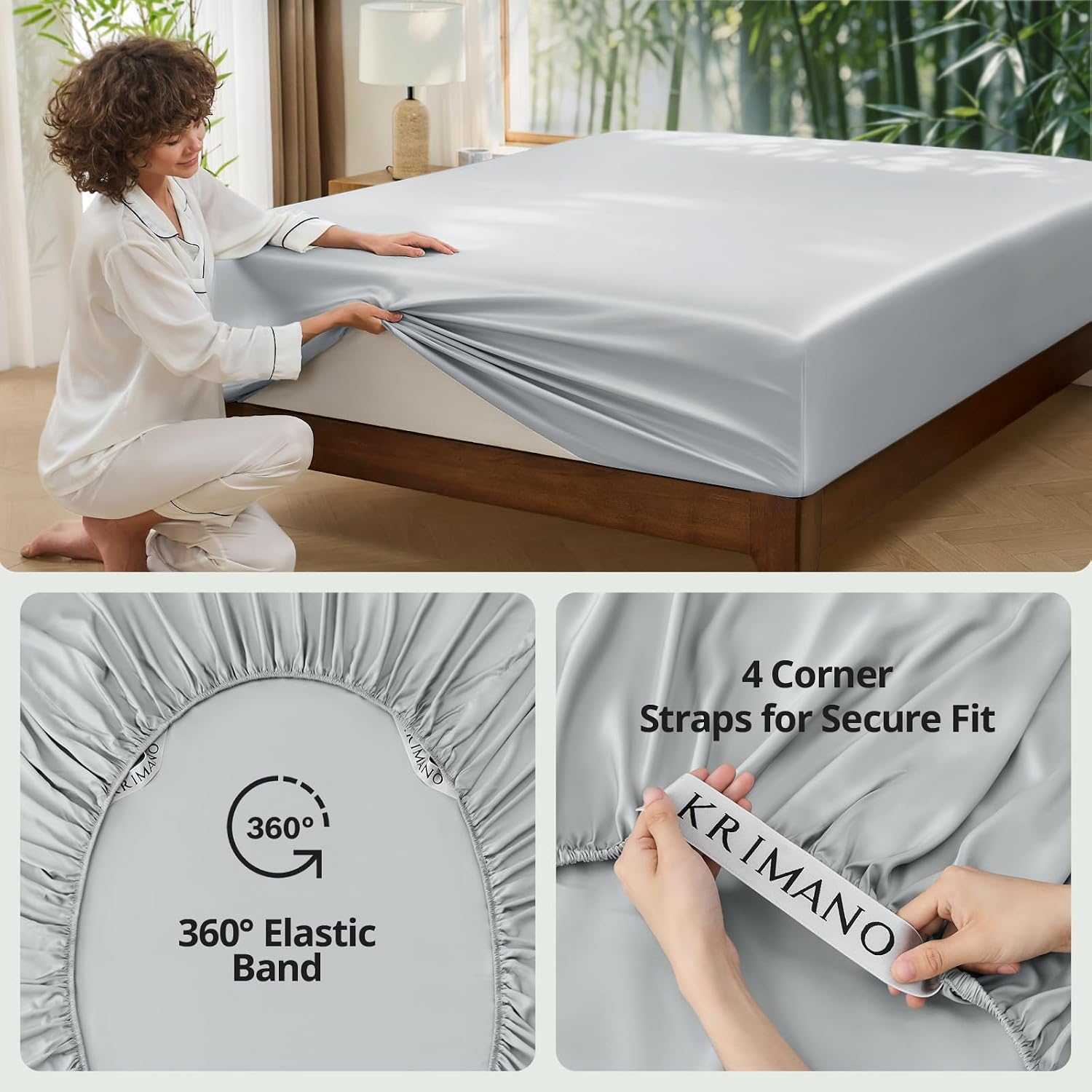 King Fitted Sheet Only, Luxury Bamboo Viscose, 17" Deep Pocket image 4