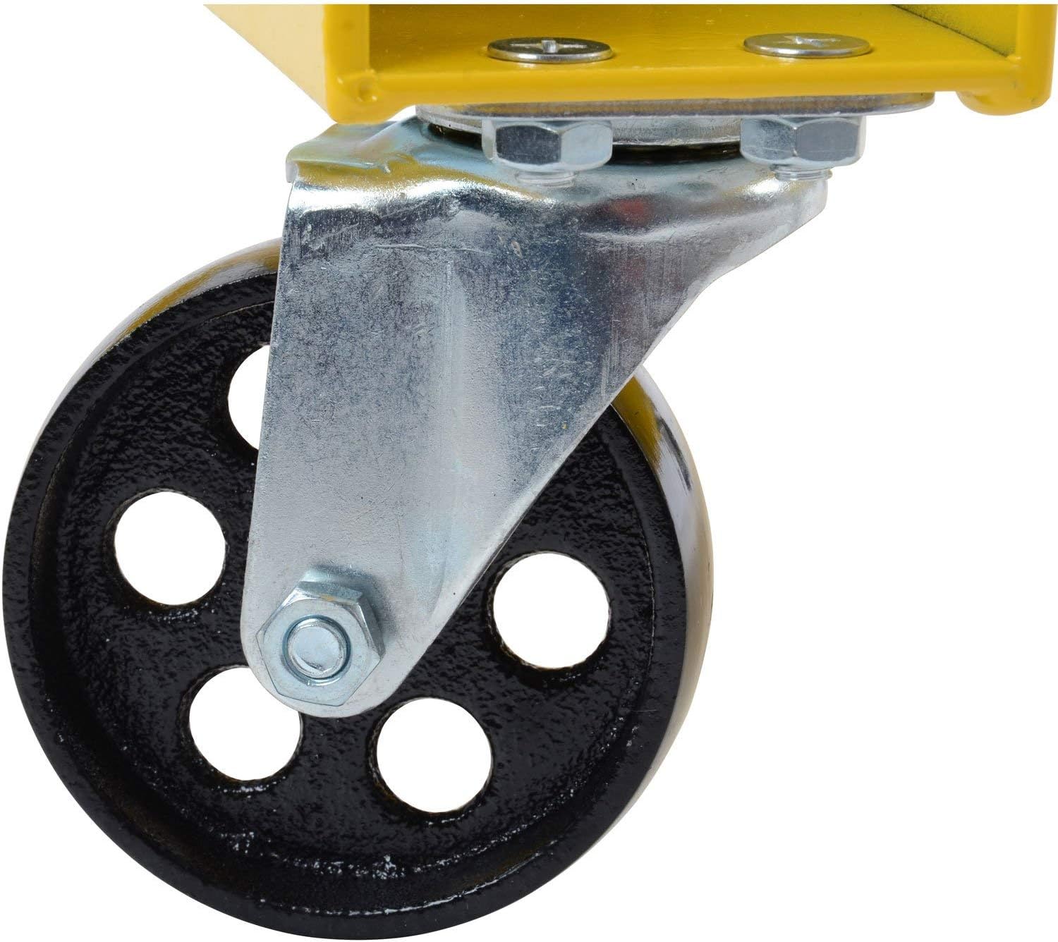JEGS 1-Ton Automotive Shop Crane | Up To 2,000 LBS Capacity | 34” to 45” Working Boom Range | Lifting Range 0” - 82.75” | Folds For Storage | Uses 6 Caster Wheels | Steel With Yellow Finish : Automotive