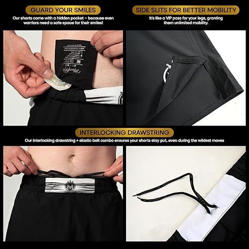 Miniatura 4 de Pantalones cortos de MMA y BJJ para hombre, UFC Grappling Fight Shorts para boxeo, kickboxing, Muay Thai 7 pulgadas entrenamiento cruzado