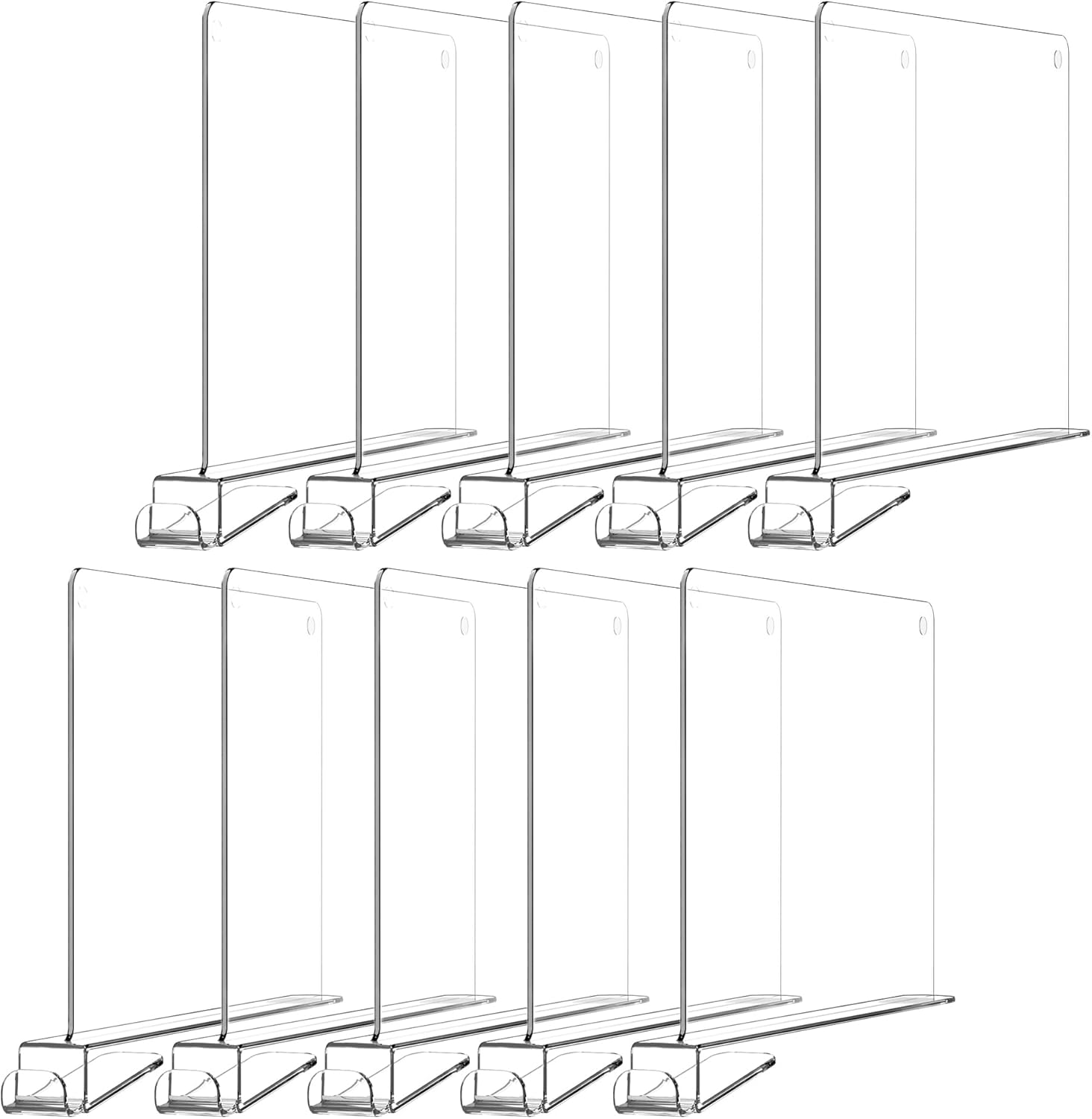 Famyards 10 Pack 12 Inches [Extra Tall Version] Clear Shelf Dividers for