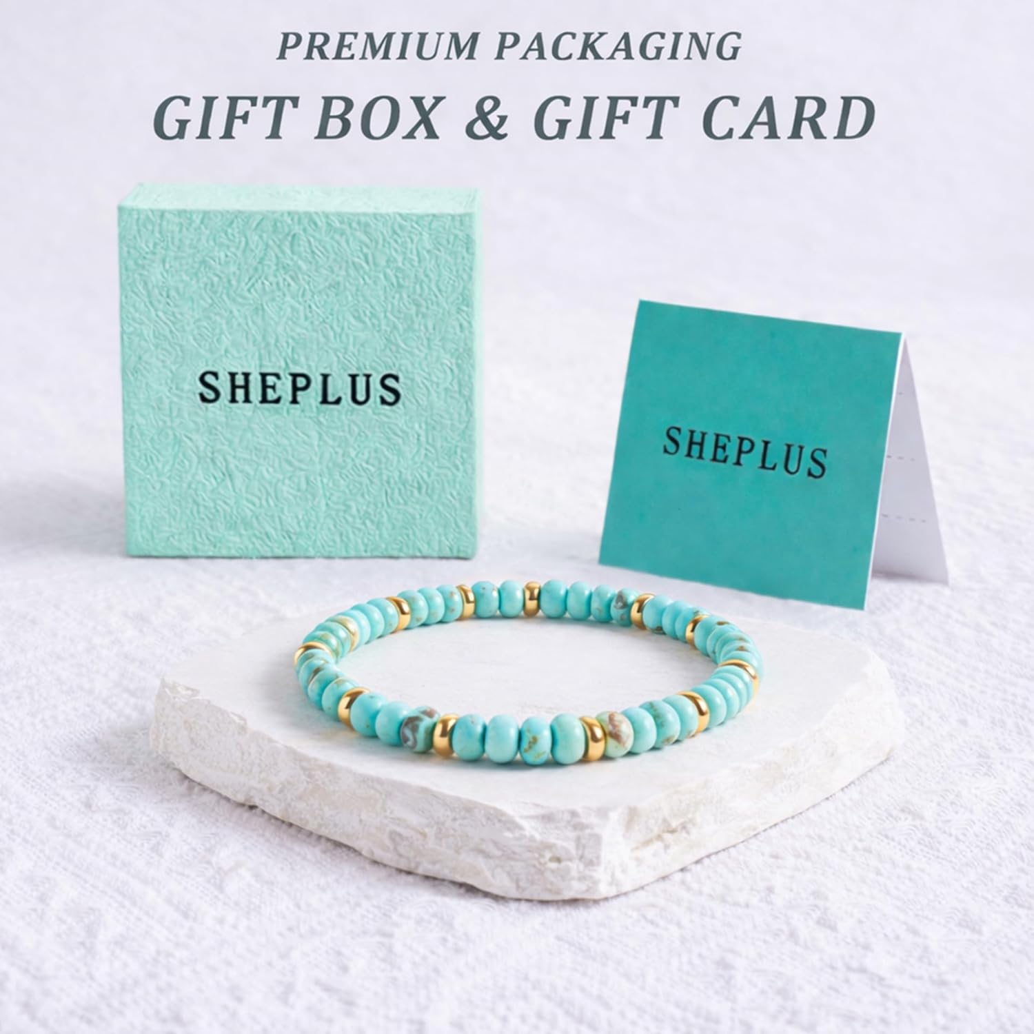 Sheplus Daughter Bracelet Gift – Natural Turquoise Beaded Bracelet, Thoughtful Jewelry Gift from Parents, Symbol of Love and Protection for Birthday or Graduation