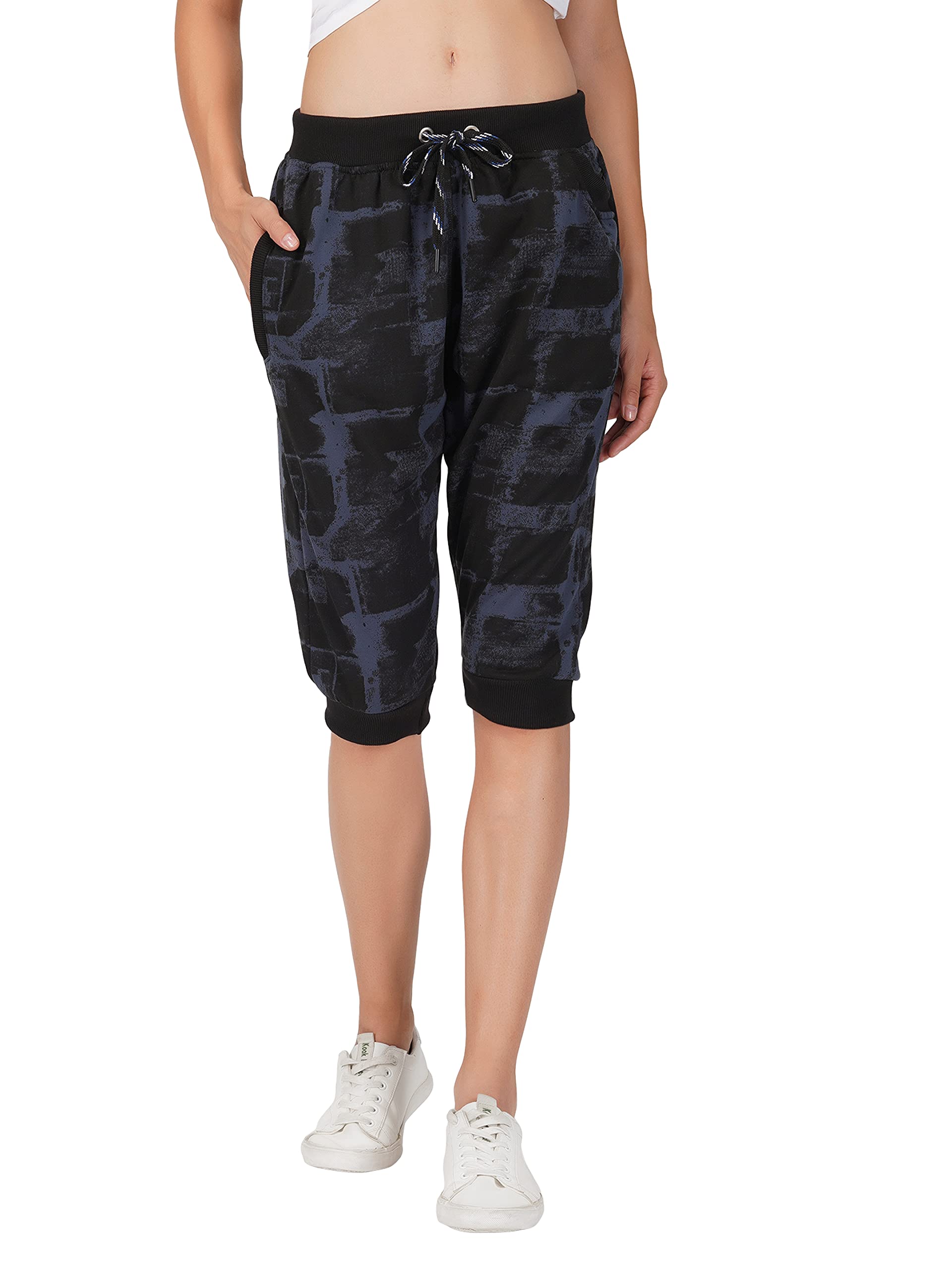 uzarus Women's Cotton Three Fourth Capri Shorts with Two Zippered Pockets-picture-11