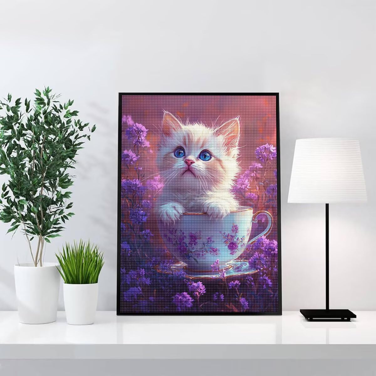 Diamond Painting Kit Completo, Diamond Painting Animale, 5D Quadrato Pittura Diamante Kit Manualidades Adultos DIY Diamantini Crystal Art Disegni Ricamo Punto Croce Artigianale, 60x90cm Gatto j0-864
