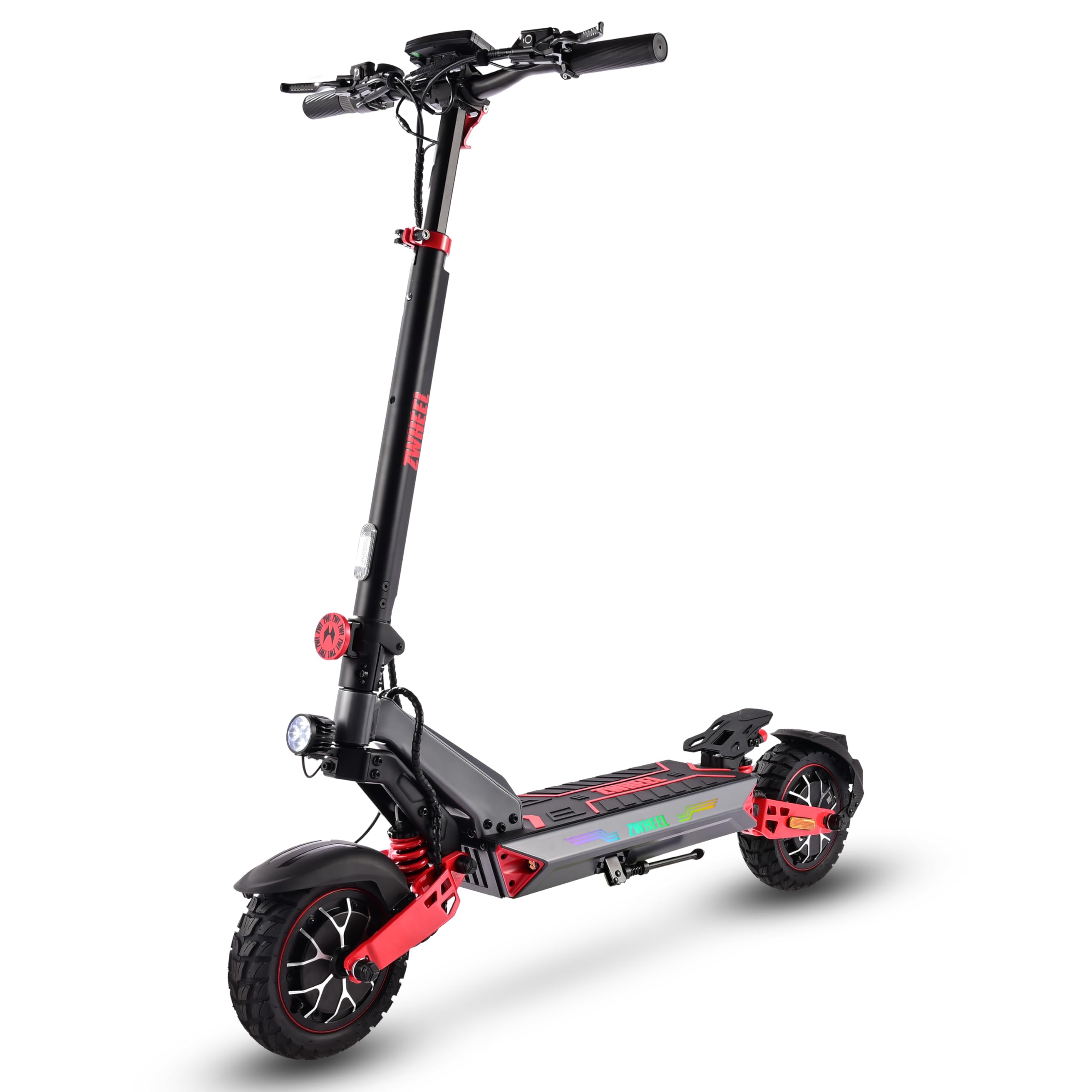 D3 Trottinette Électrique Adulte Tout Terrain, Trottinette Double Moteur avec Batterie 48V 20Ah, Pneus Vacuums 10", Amortisseur à Ressort & Freins à Disque Hydrauliques