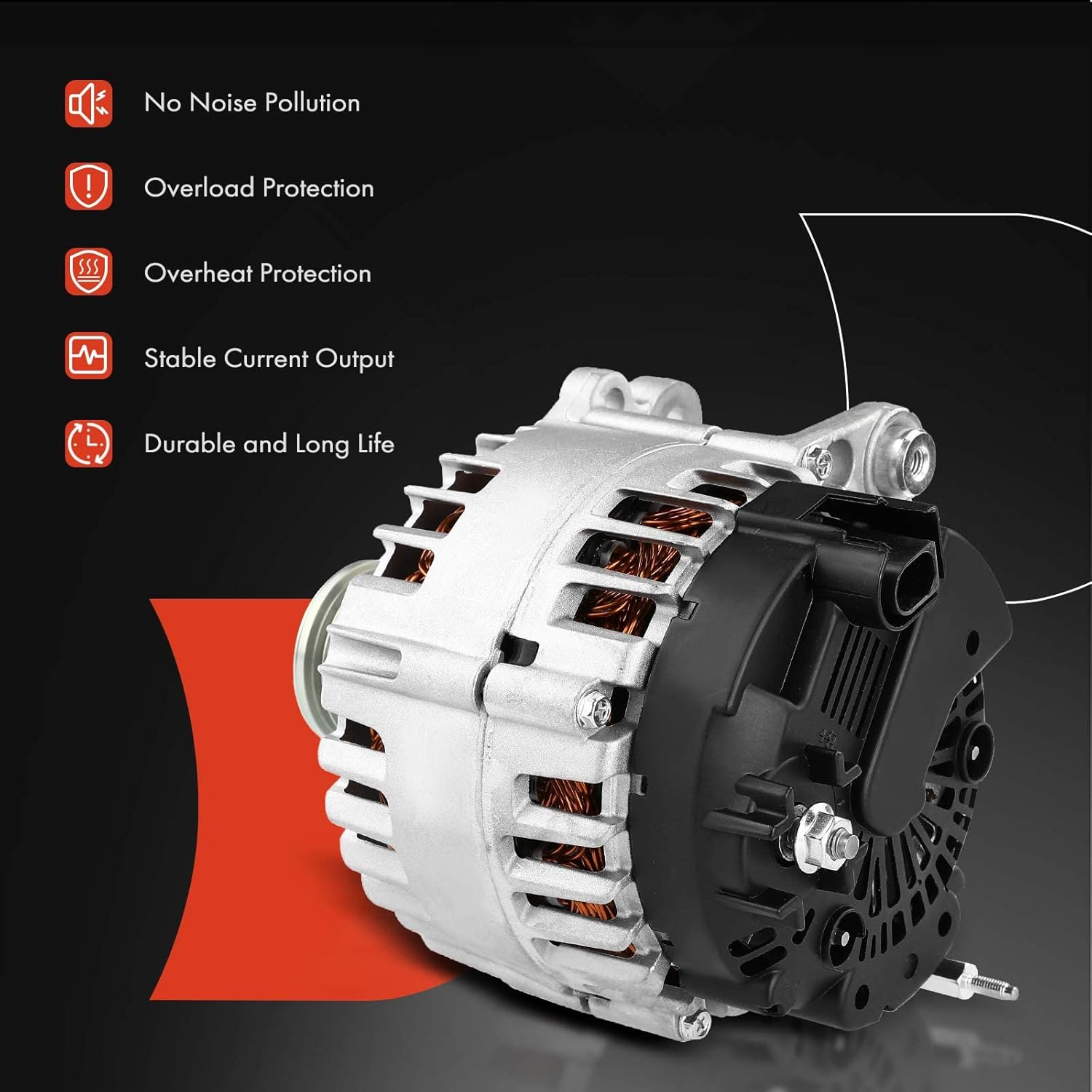 A-Premium Alternator Compatible with Volkswagen CC 2013 2014 2015 2016 V6 3.6L, 12V 140Amp Clockwise 6-Groove Clutch Pulley, Replace# TG14C060, 03H903023L, 439855