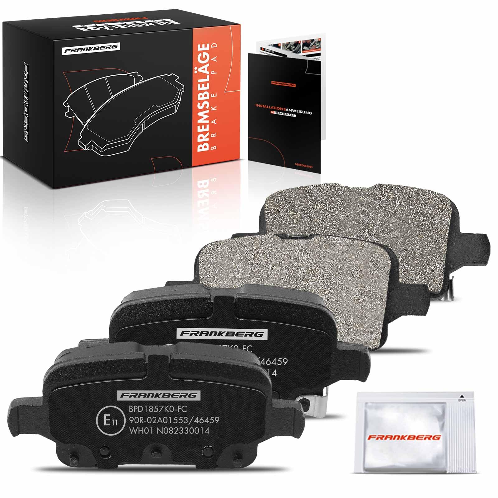 Frankberg Zestaw klocków hamulcowych zawierający 4 klocki hamulcowe tylne kompatybilne z Astra K Sports Tourer B16 Astra K B16 Insignia B Sports Tourer Z18 Replace# 39037199, 95526568