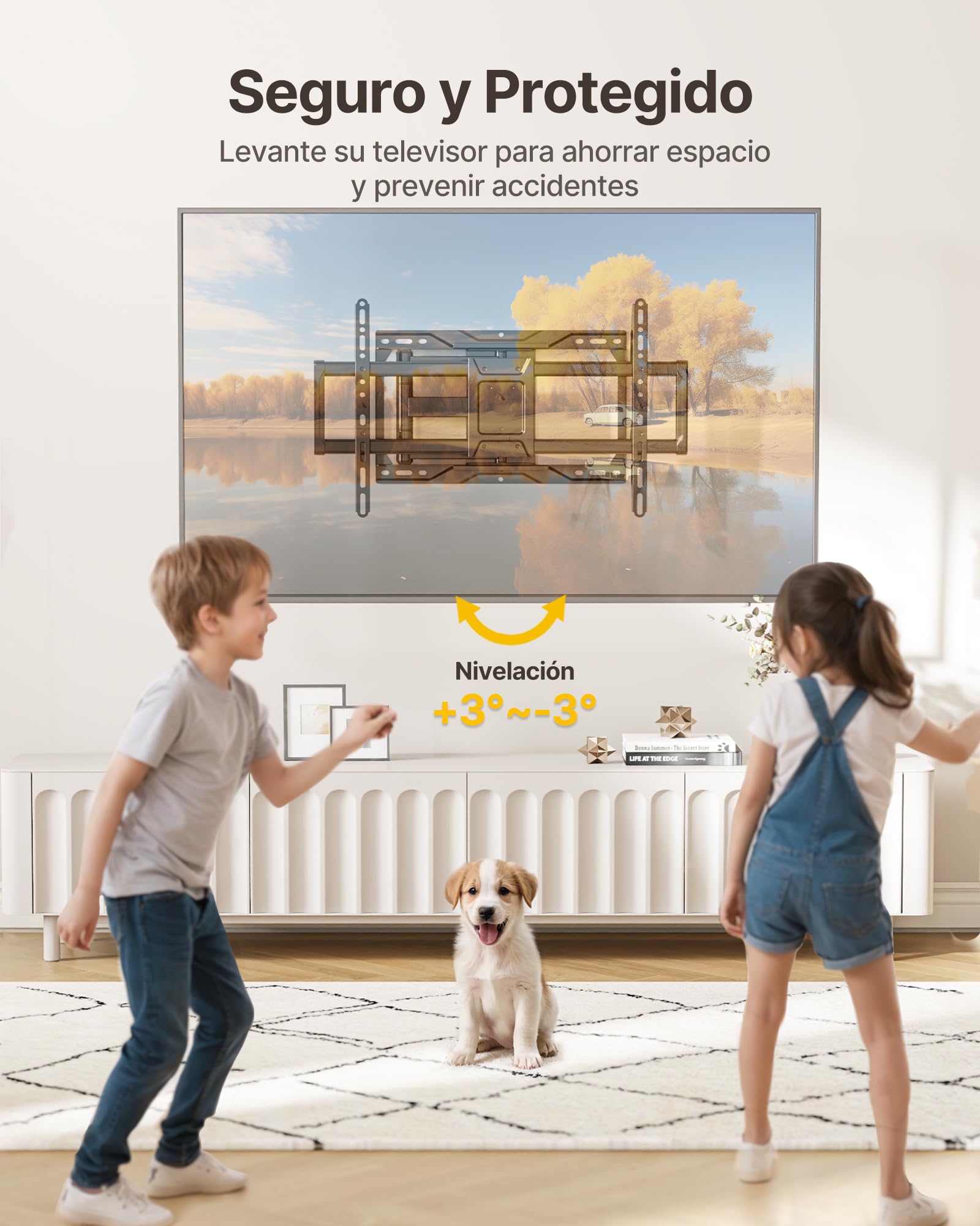 monTEK Soporte TV de Pared 37~84", VESA 600×400mm Máx. Carga Máx.50Kg | Soporte De Televisor De Pared, Soporte De Pared,Brazo Articulado,Inclinación,Rotación,Movimiento completo