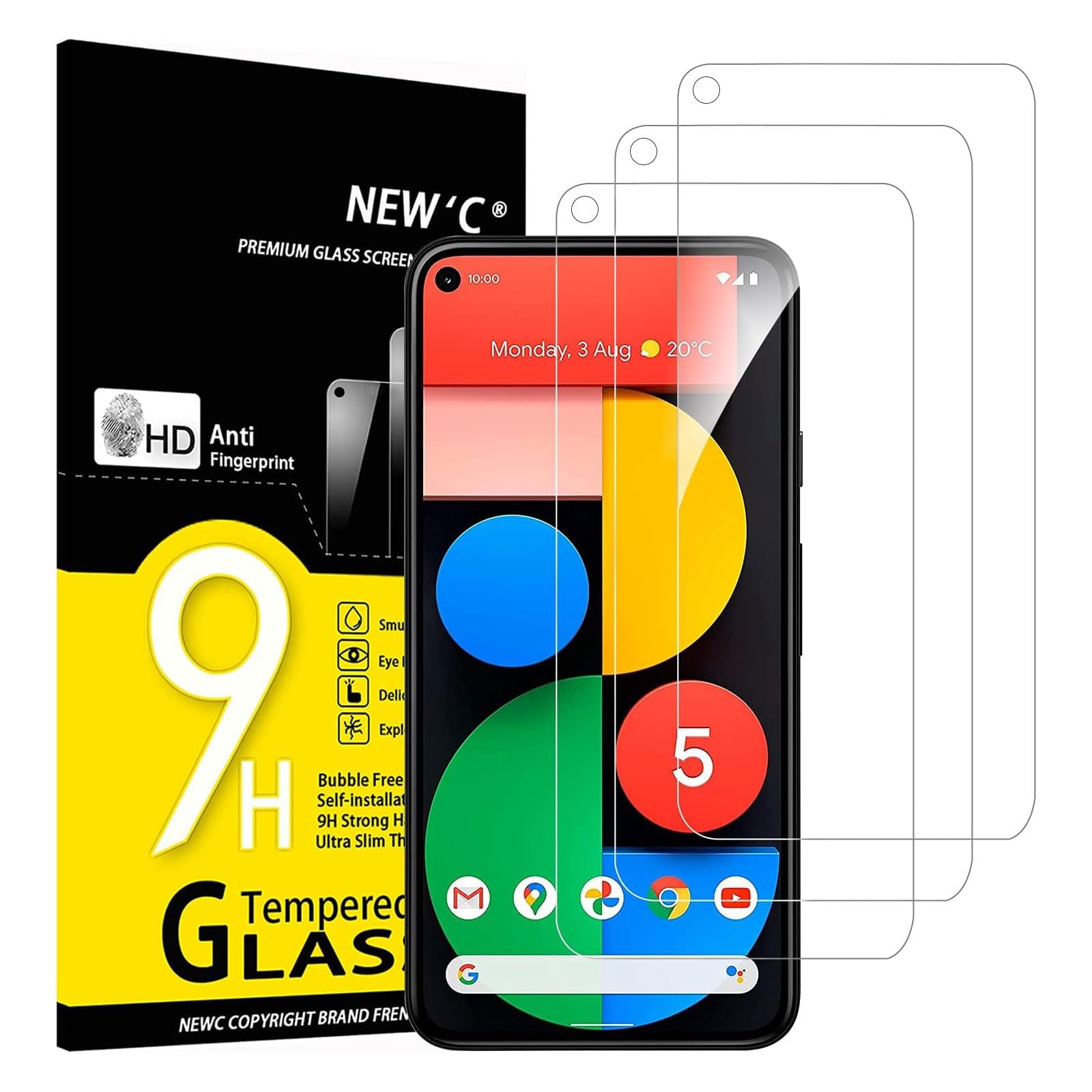 3 vetri temperati per Google Pixel 5, Pellicola Protettiva