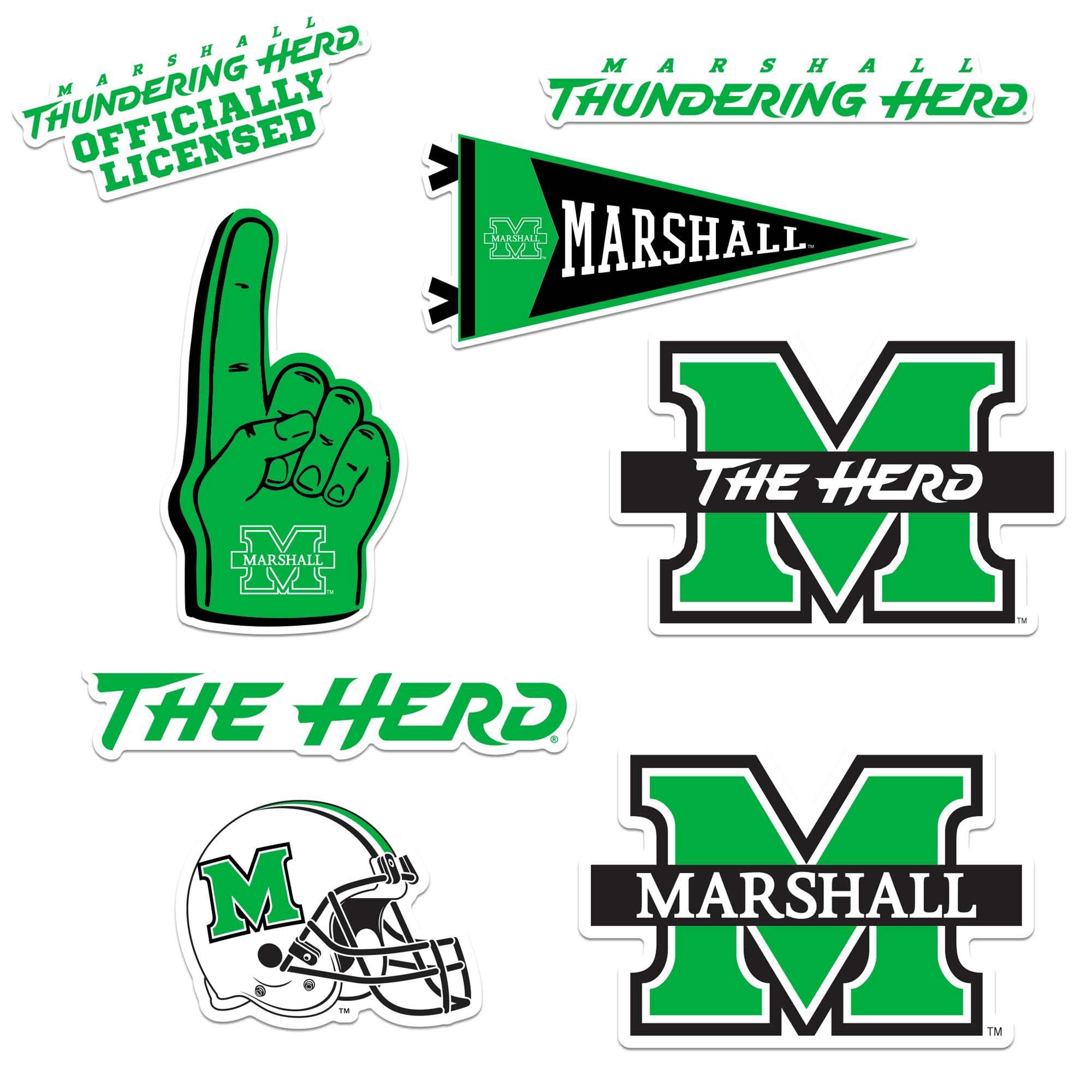 Marshall University 10ct Vinyl L Deluxe Stickers, Indoor/Outdoor, Set of 10