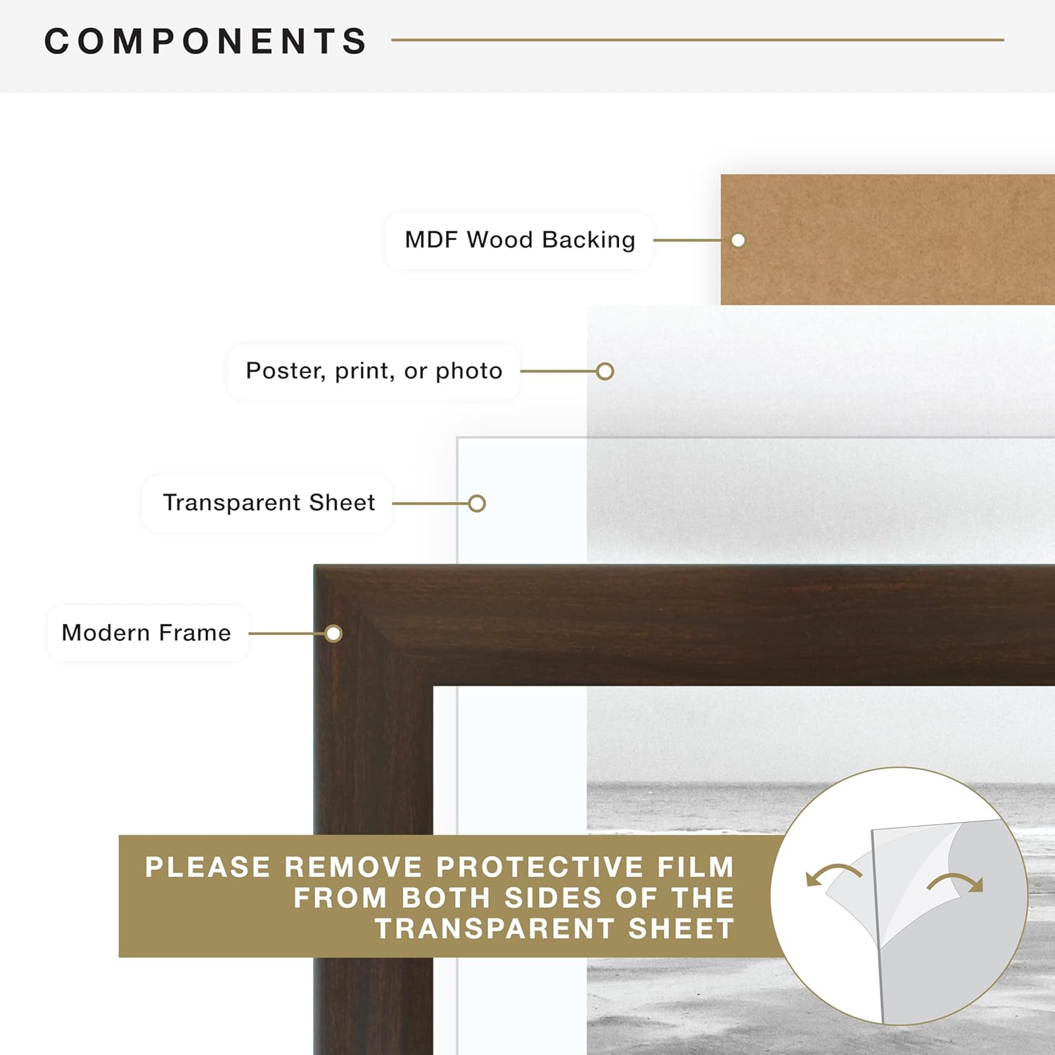 MCS Museum Poster Frame 18x24 Espresso Woodgrain, Vertical & Horizontal Wall Hanging Large Picture Frame for Photos, Posters & Art Prints (1-Pack)