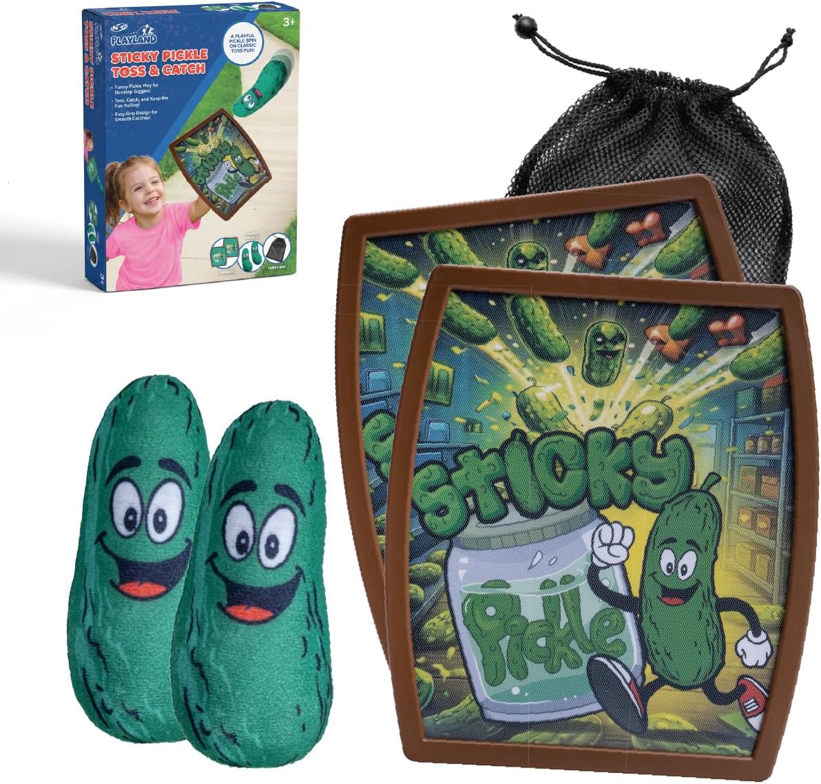 Playland Plush Toss & Catch Paddle Game for Kids & Families | Durable Catch Paddles with Plush Character Ball | Indoor & Outdoor Backyard, Beach & Travel Game | Active Toy for Boys & Girls Ages 3+
