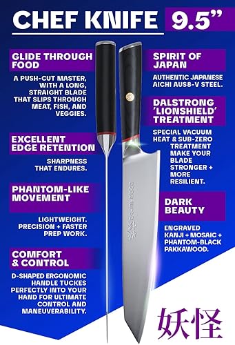 Miniatura 4 de Dalstrong - Phantom Series - Alto carbono japonés - Acero AUS8 - Funda Japonés de alto carbono  acero AUS8 mango de pakkawood español negro 13-15