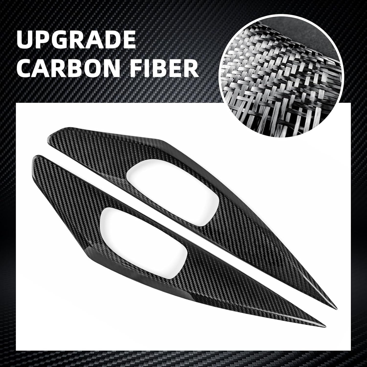 Inner Side Front Door Panel Strip Real Carbon Fiber Covers for Infiniti Q50(2013-2022) Q60(2016-2022), Handle Decor Protect Interior Accessories 2 Pcs, Hard Black