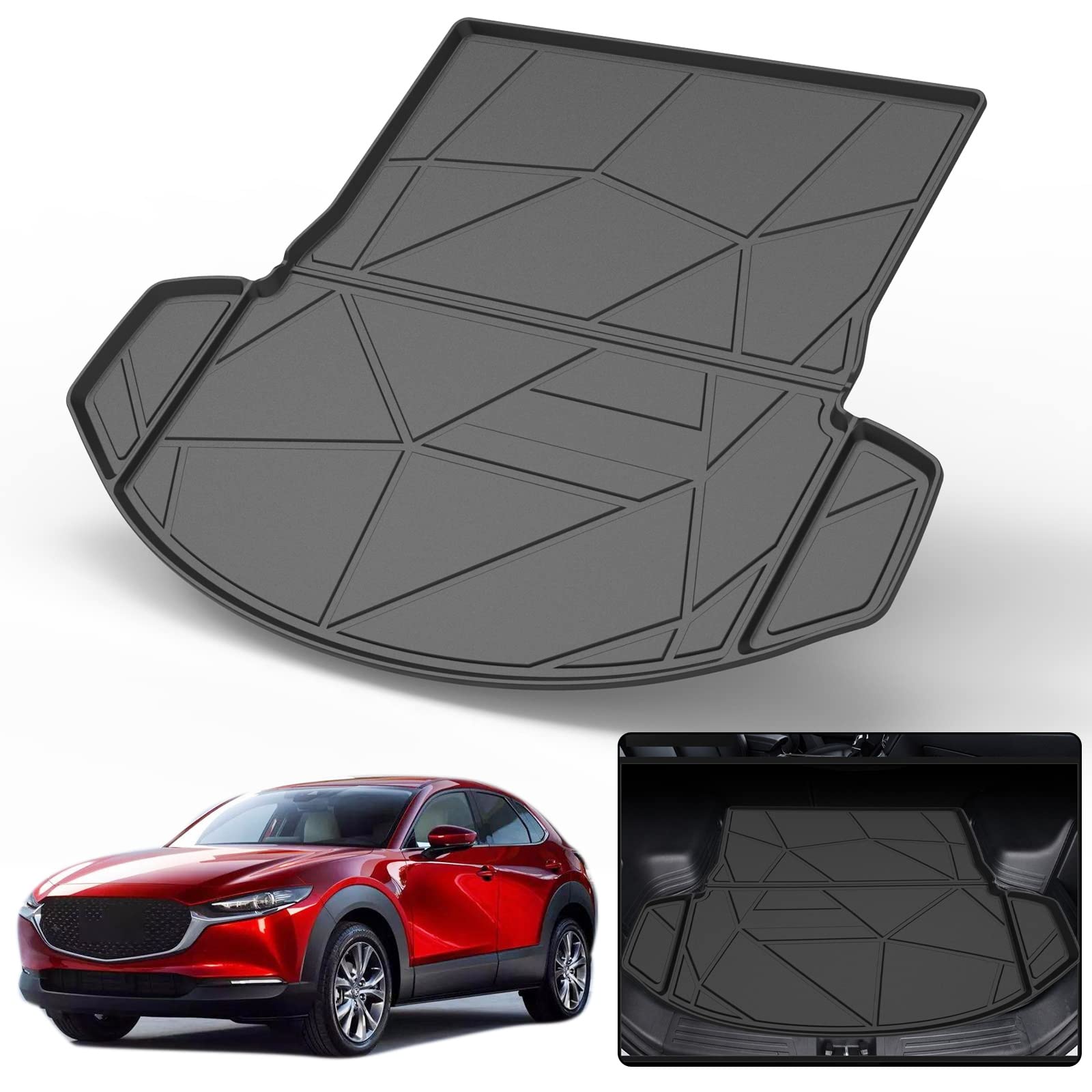 Cargo Liner for 2021 CX9 - Black TPO All Weather Heavy Duty Waterproof Rear Cargo Tray Trunk Floor Mat Protector Compatible with 2016-2023 Mazda CX-9