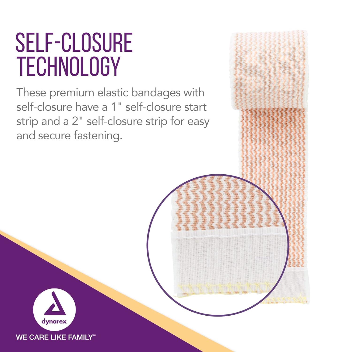 Dynarex Elastic Bandages with Self-Closure, Outstanding Compression and Stretch, Latex-Free Elastic Bandages with Self Closure, 2" x 5 yds., 1 Case of 50 Elastic Wrap Bandages (5 Boxes of 10)