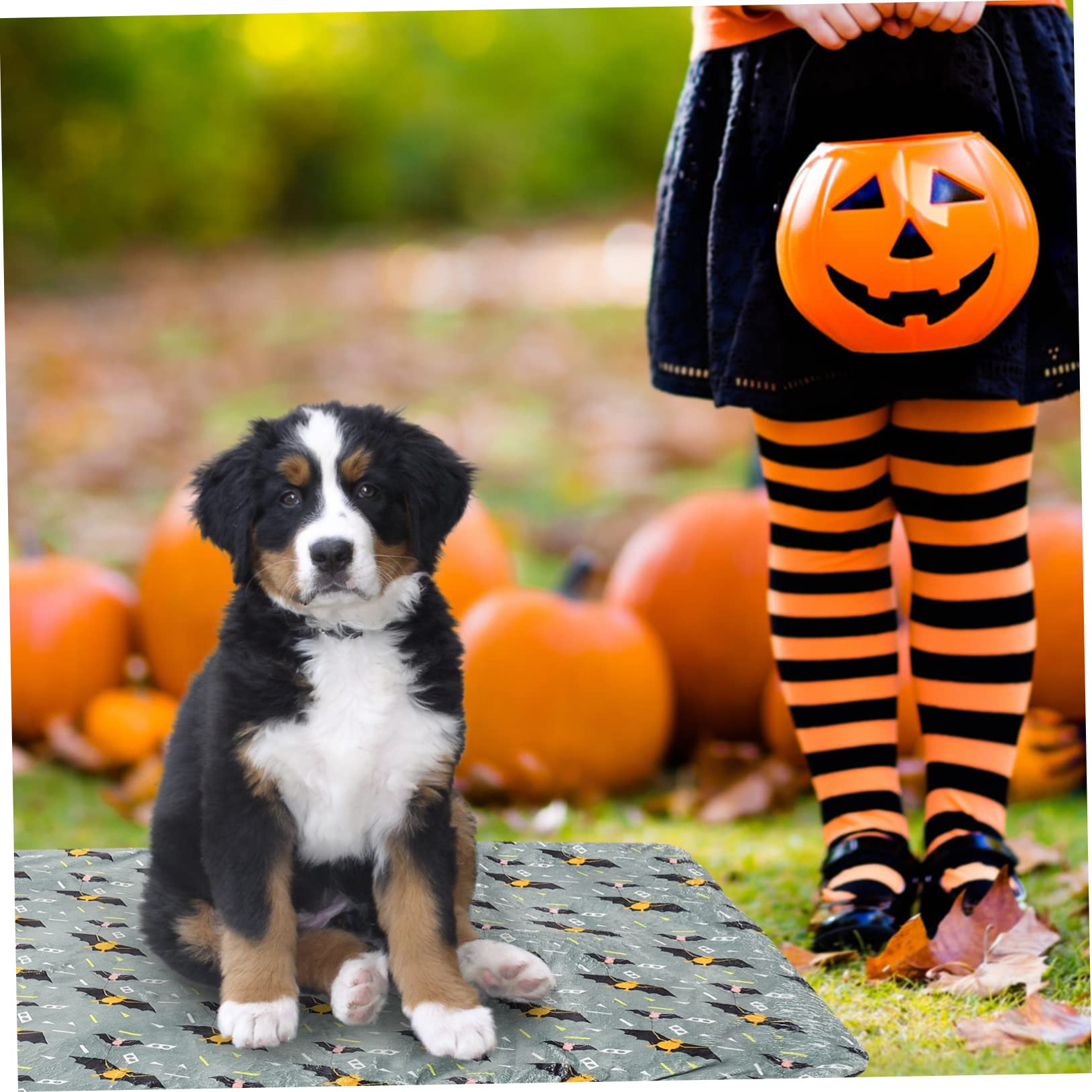 Selbstwärmendes Katzenbett aus Hochwertigem Bequeme Beheizte Katzenmatte Selbstwärmendes Katzenkissen mit Halloween-Motiv für Erholsamen Schlaf