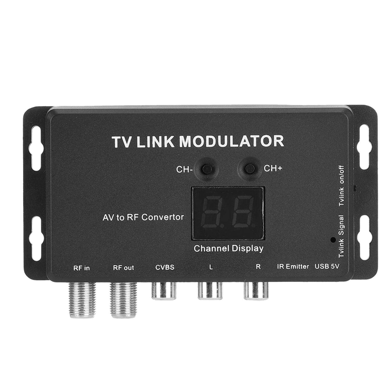Dpofirs UHF-Modulator, TM70 UHF-TV-LINK-Modulator AV-zu-HF-Wandler IR-Extender mit Kanalanzeige, Modulatormodulator AV-zu-HF-Wandler-IR-Extender, Unterstützung von PAL/NTSC mit USB-Ladekabel