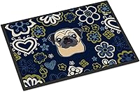 Vista 86 de Caroline's Treasures BB1449JMAT - Tapete de bienvenida de carlino negro, 24 x 36 pulgadas, tapete azul para puerta delantera, para interiores
