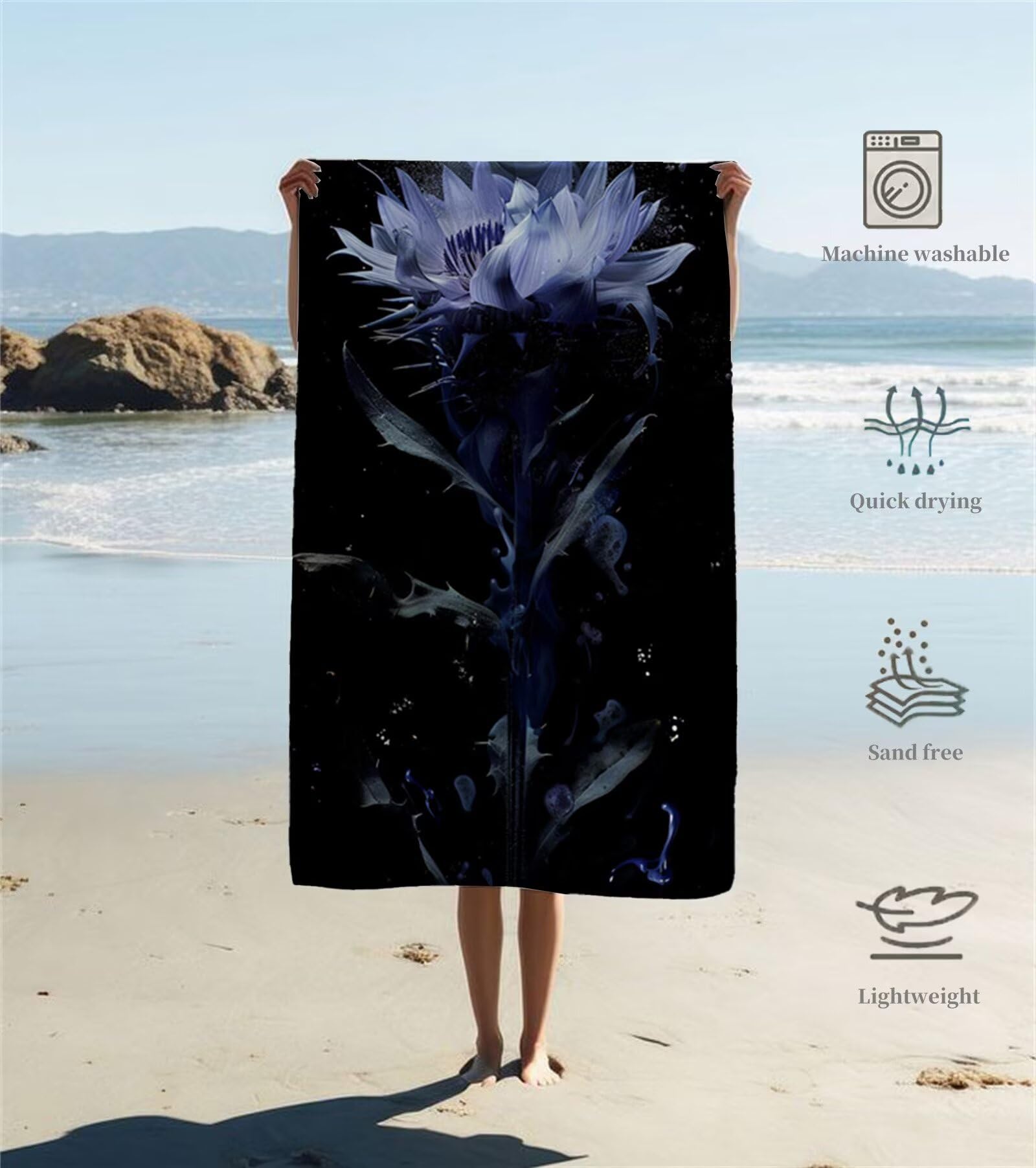 Strandtuch Narzissen Mikrofaser Handtuch Groß 220 x 100 cm, Saunahandtuch Schnell Trocknendes, Sandfreie Stranddecke, Saugfähiges Badetuch, Platzsparende Reisehandtuch, Strandurlaub Must Haves Y1-241