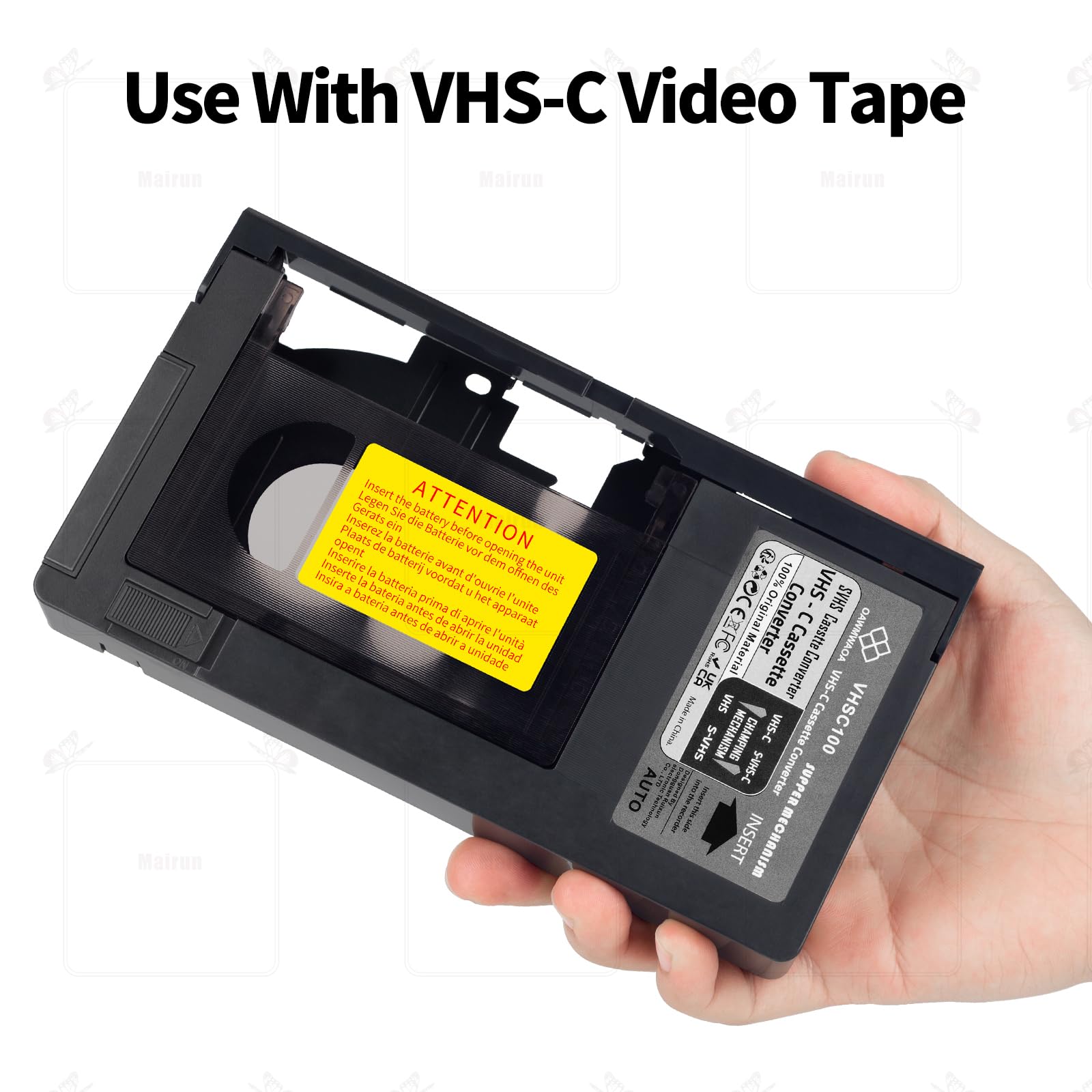 Adaptateur cassette VHS C, compatible SVHS VHS-C vers VHS, caméscopes motorisés, idéal pour lecteur magnétoscope, lecteur de cassette vidéo et conversion VHS vers numérique