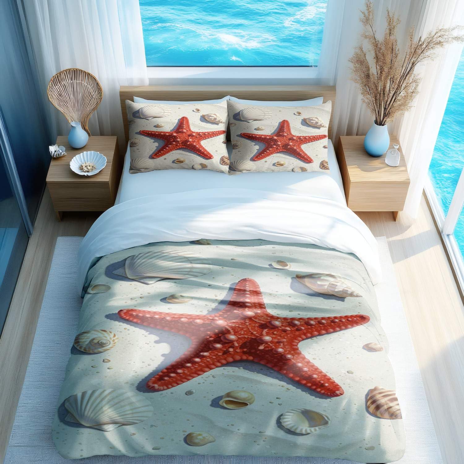 Housse de couette imprimée sable 240x220 cm en tissu respirant doux