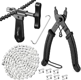 AAKRAF Bike Chain Tool Kit: 6/7/8 Speed Chain, Breaker with Hook, Link Pliers & 6 Pairs Buckles for MTB Road Bike Repair