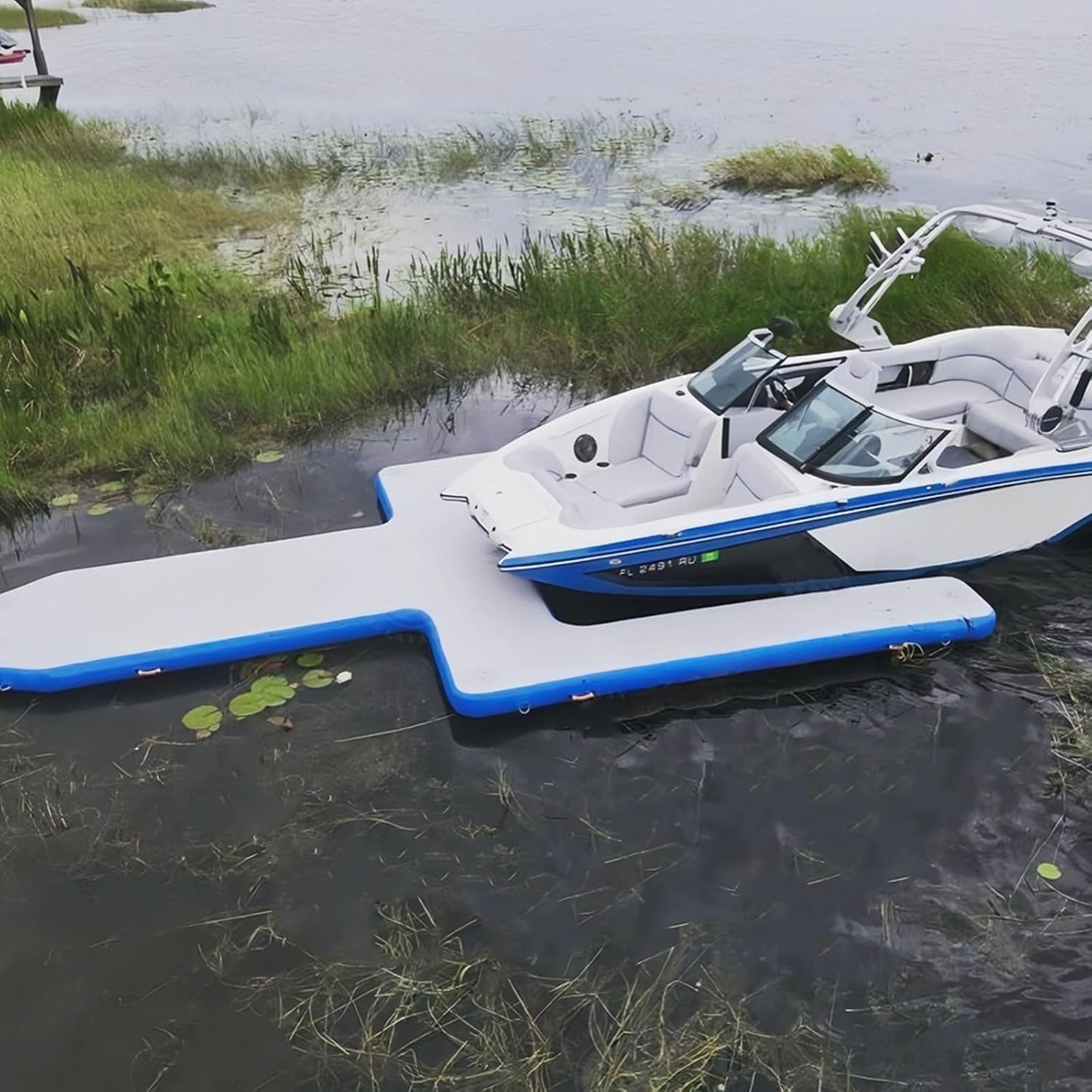 Portable Floating Inflatable Y Pontoons Dock Platform Station for Boat/Yacht/Jet Ski Park, 13ft/20ft/33ft, 1500lbs Load Rating, Fast Inflation, with Electric Air Pump Accessories, Customized