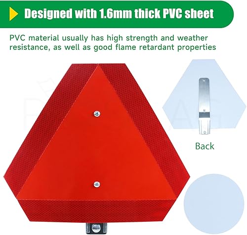Miniatura 4 de POSFLAG Kit de soporte de montaje para letrero de vehículo de movimiento lento para carrito de golf, advertencia triangular SMV, accesorios de