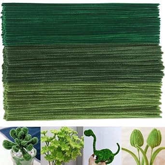 150pcs Pipe Cleaners Green for Craft 3 Colors of Green Pipe Cleaners 30cm Long Flexible Pipecleaners for Christmas Tree Project DecorationIdeal for Making Flowers, Animals & Decorations