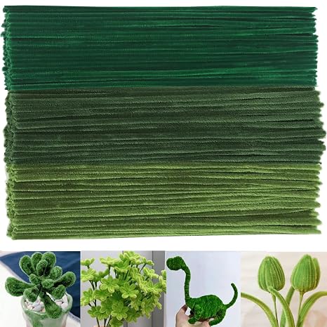 150pcs Pipe Cleaners Green for Craft 3 Colors of Green Pipe Cleaners 30cm Long Flexible Pipecleaners for Christmas Tree Project DecorationIdeal for Making Flowers, Animals & Decorations