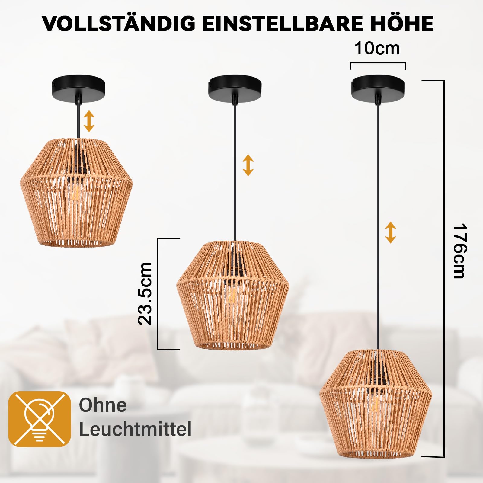 GBLY Lampada a Sospensione Vintage Rattan Lampada a Sospensione: Pranzo