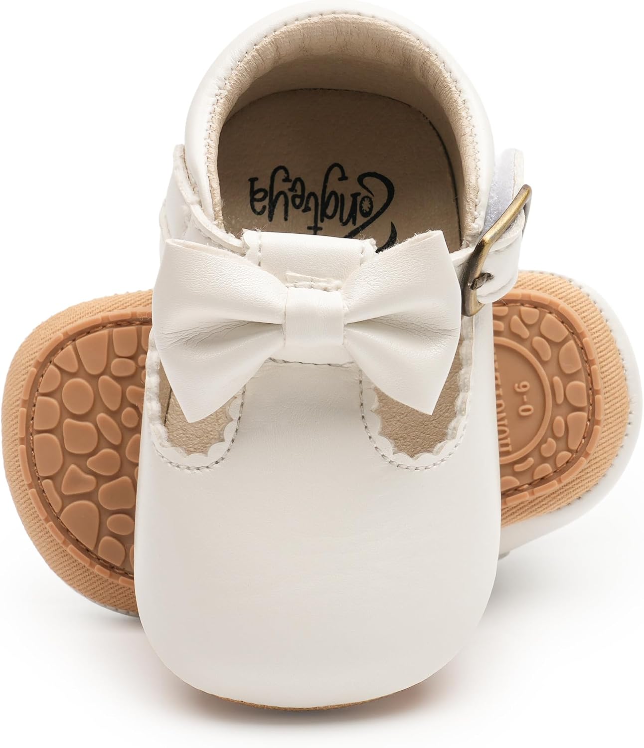 HONGTEYA Infant Baby Girls Mary Jane Flats Non Slip for Toddler First Walkers Soft Sole PU Leather Crib Shoes Sneaker Wedding Party Christmas Princess Dress Shoes Baby Moccasins Girls