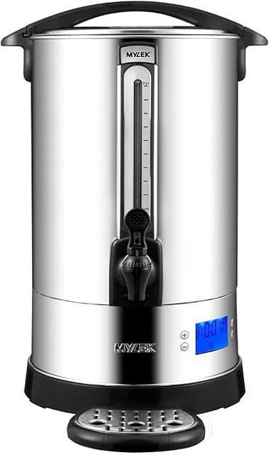 MYLEK Catering Urn, 20L Hot Water Boiler Dispenser, Commercial Digital Urn Kettle, Brews and Mulled Wine Heater - Energy Efficient, Stainless Steel, 60-100°C Thermostat, Cafe, Office, Home, 20 Litre