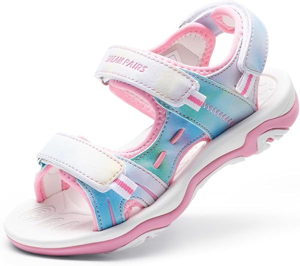 DREAM PAIRS Mädchen Kinder Sandalen Sommer Sportsandalen Sommerschuhe Mode Turnschuhe Offenen Sportliche Sandalen,Size 36,Regenbogen/Rosa-Pu,170891_K