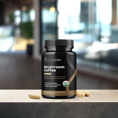 Miniatura 8 de Alternativa al café de hongos 100% orgánico, suplemento orgánico de hongo de melena de león con extracto patentado de guayusa y grano de café verde