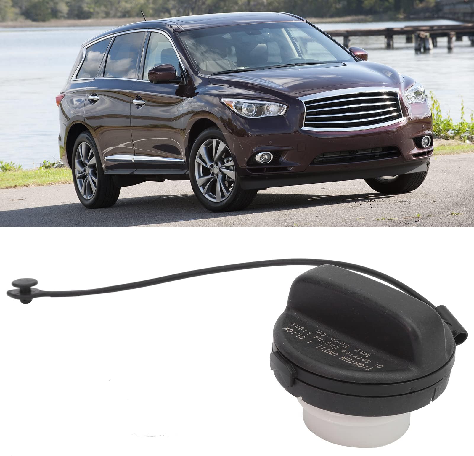 Zerone Fuel Tank Lid, ABS Filler Gas Cap Assembly Cover with Strap17251-3JA0A Replacement for Infiniti JX35 QX60 Altima/Frontier/Murano/Pathfinder