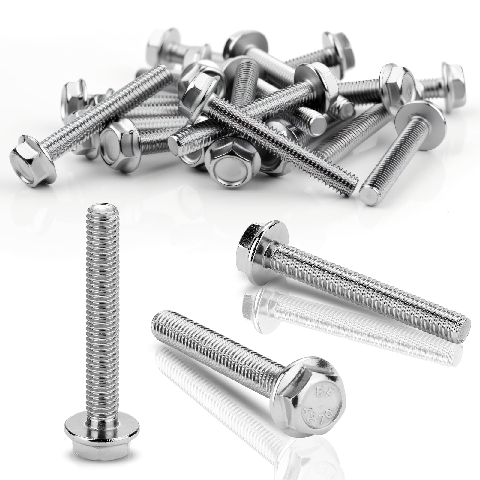 TXXATX 20 Pcs M6 Bolt M6x30mm Bolt 304 Stainless Steel Bolts Hex Screws Flanged Hex Head Bolts Anti-Loosening for Machine Tools Households Furniture Assembly DIY
