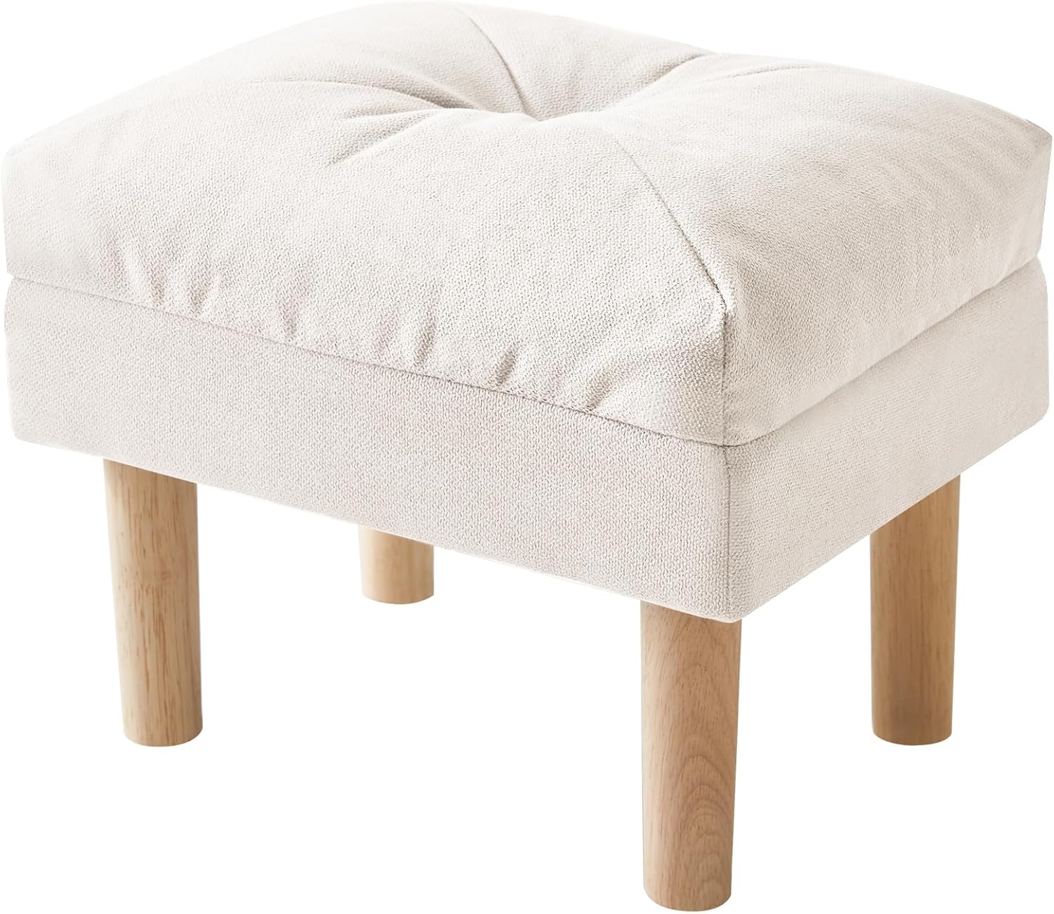 YMYNY Pouf Poggiapiedi In Legno E Alghe Intrecciate - Sgabello Morbido Beige 32x32x32cm - Foto 4
