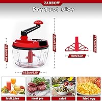 Vista 7 de Manual Food Processor,8 Cup Hand Powered Crank Chopper,Mincer Blender with Clear Container,for Vegetables Meat Fruits Onions