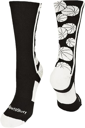 MadSportsStuff Crazy Basketball Logo Crew Socks (Multiple Colors)