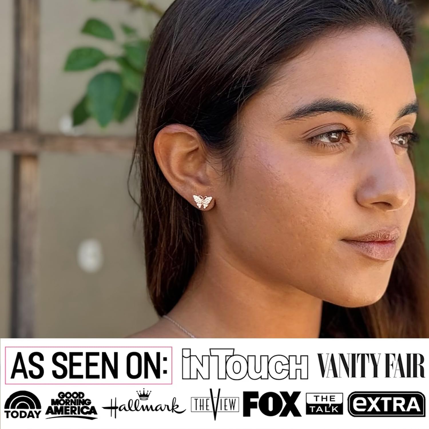 Cate & Chloe Everlee 18k Gold-Plated Butterfly Stud Earrings with Pave Simulated Diamond Crystals, Hypoallergenic Jewelry for Women, Giftable Accessory for Her on Christmas, Birthday, Anniversary