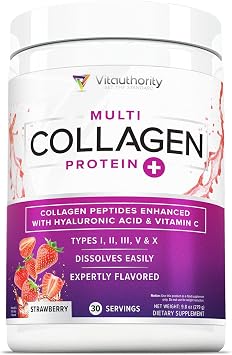 Multi Collagen Peptides Powder for Women - Hydrolyzed Flavored Collagen Powder for Women with Types I II III V & X Vitamin C & Hyaluronic Acid for Hair Skin and Nails (Pink Lemonade) - 30 Servings
