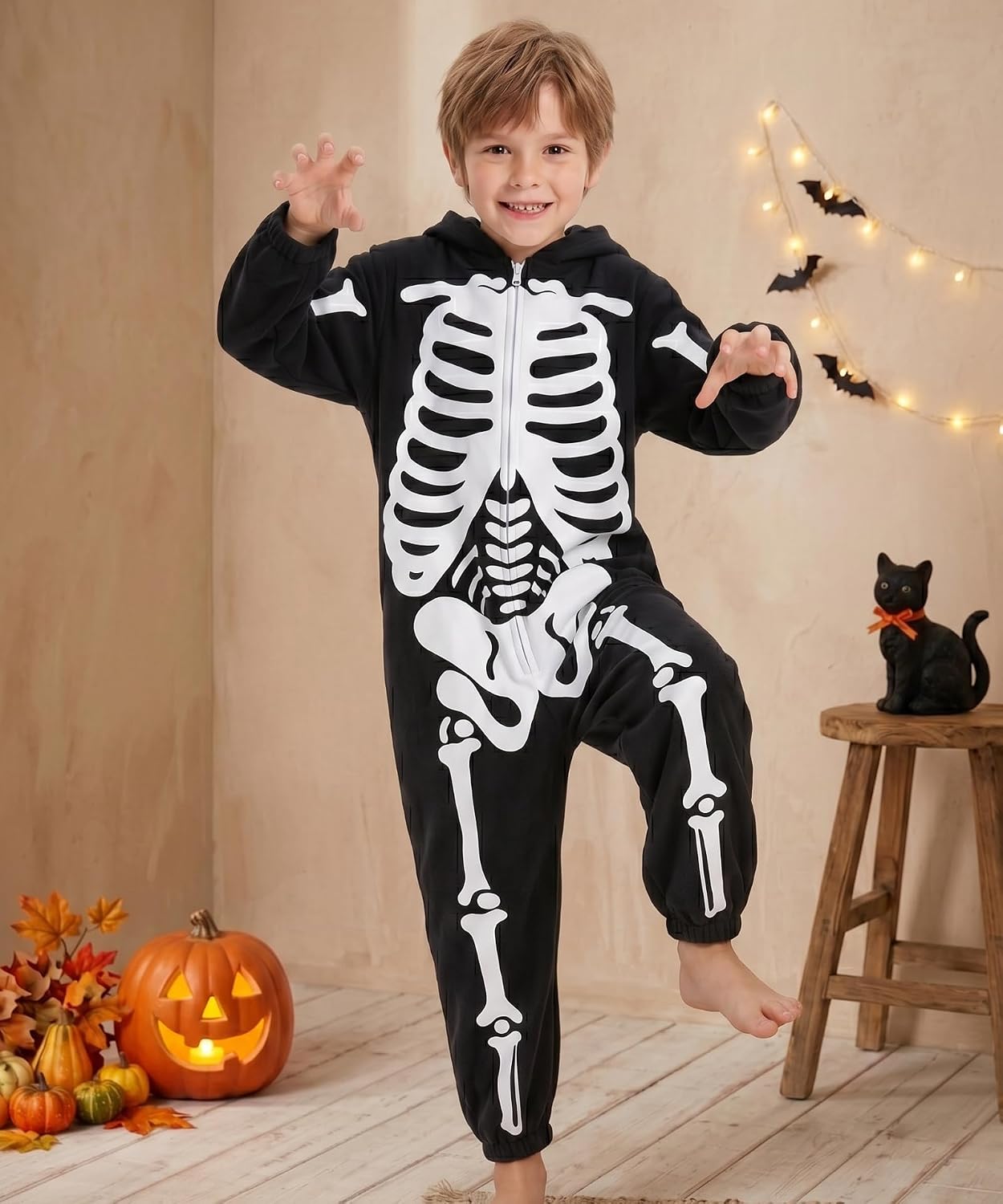 Unisex Kids Animal Oneise Pajamas, Boys Girls Flannel Hooded Halloween Cosplay Costume/Homewear/Sleepwear