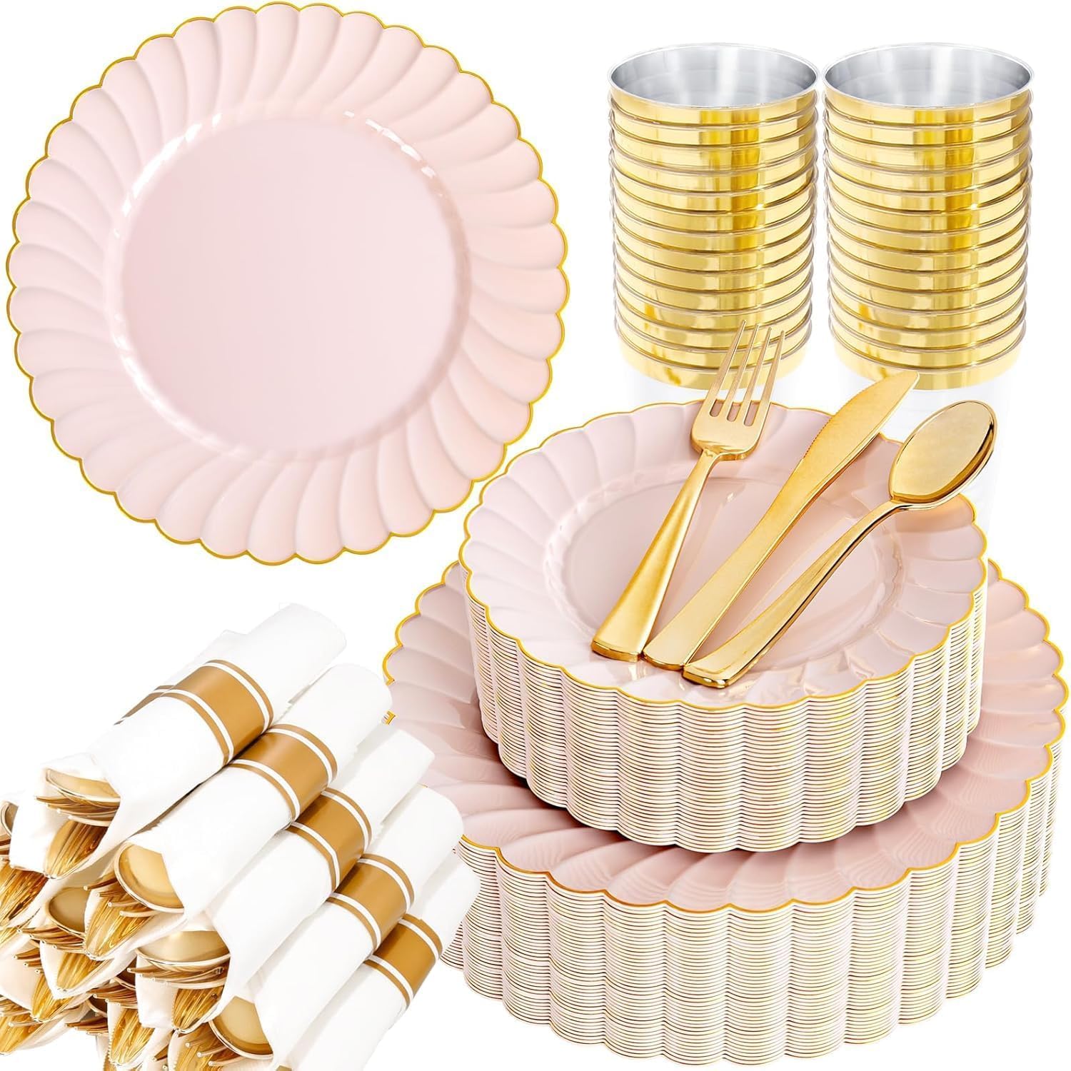 YOUBET Ivory Scalloped Plates - 350 Pack for Weddings -13 YOUBET Ivory Scalloped Plates - 350 Pack for Weddings -13