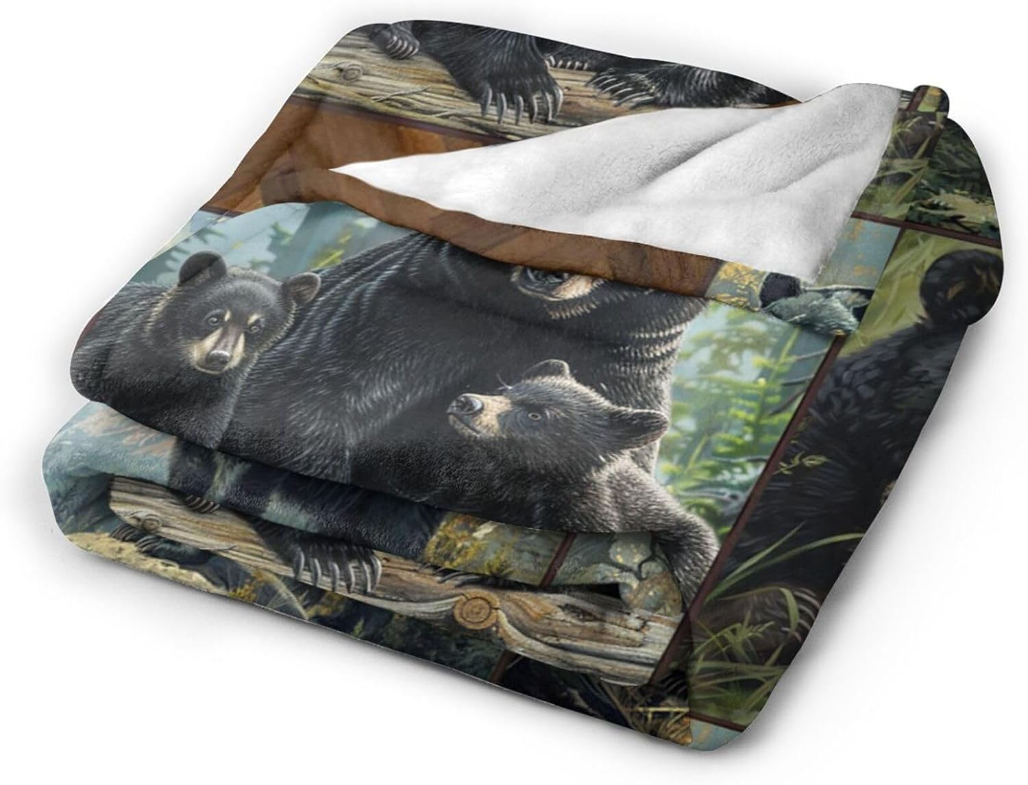 Black Bear Blanket Wild Animal Throw Blanket Cozy Plush Fleece Flannel Bear Blankets Lightweight Fuzzy Party Gifts for Girls Boys Women Men 80"X60"