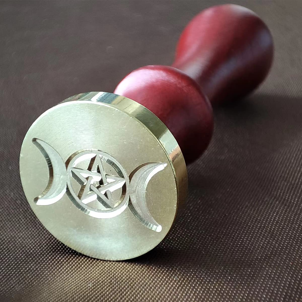 Set Timbri Ceralacca Vintage - Sigillo In Ottone Con Simboli Wiccan, Celtico, Pentagramma E Luna - Foto 2