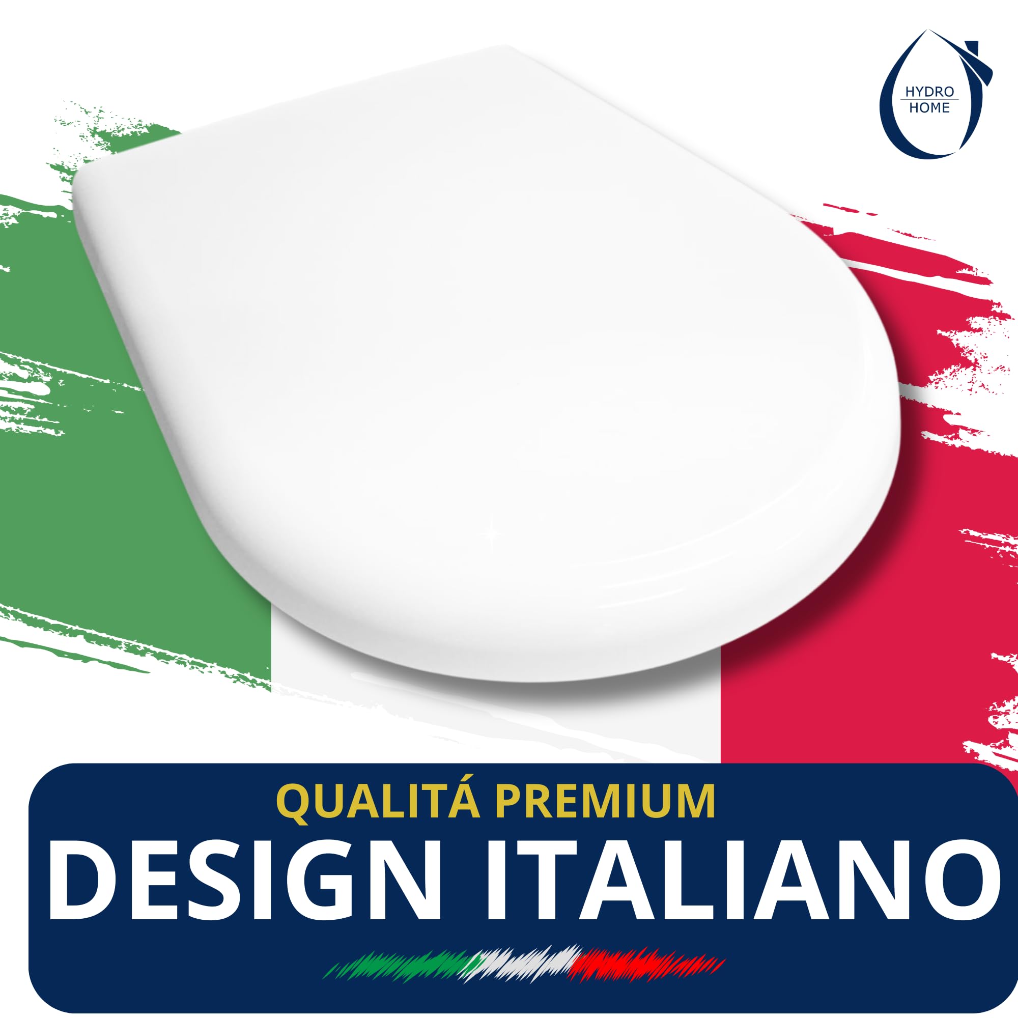 HYDRO HOME Copriwater Compatibile con Hatria Marylin, Tavoletta WC Termoindurente Antibatterica, Sedile WC, Cerniere Fissaggio dall’Alto, Chiusura Classica, Montaggio rapido (CHIUSURA CLASSICA)